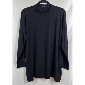 Eileen Fisher Women's Large Black Tunic Lightweight Viscose Jersey Mock Neck